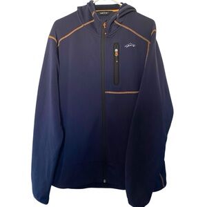 Orvis Big Horn Hooded Jacket Navy Blue Large Men Long Sleeve Full-Zip EUC
